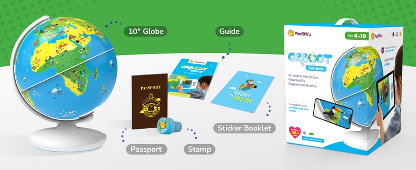 PlayShifu Globe for Children – Orboot Earth: Interactive Kids Globe with 1000+ Facts on Animals, Places & Monuments | Tech-Powered Learning Toy & STEM Gift for Kids Ages 4–10