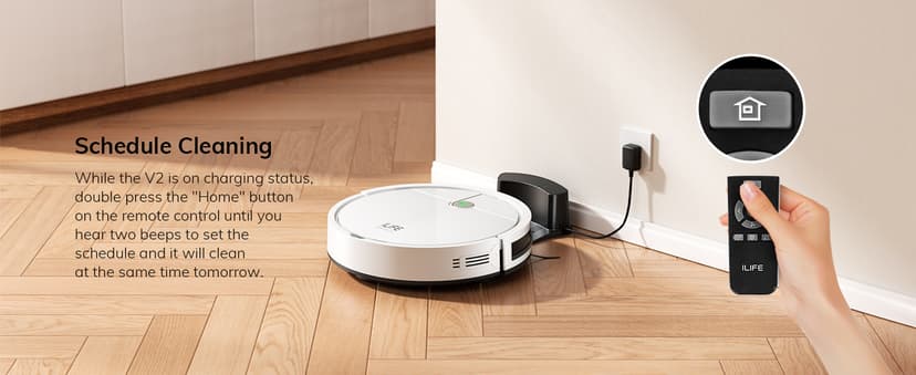 ILIFE V2 Robot Vacuum Cleaner, Tangle-Free Suction, 120 Mins Runtime, Slim, Self-Charging Robotic Vacuum Cleaner, Ideal for Pet Hair and Hard Floors