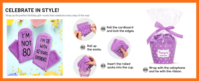 HAPPYPOP Birthday Gift Ideas for Women - Socks for 75 80 85 90 95 Year Olds, Elderly Gifts