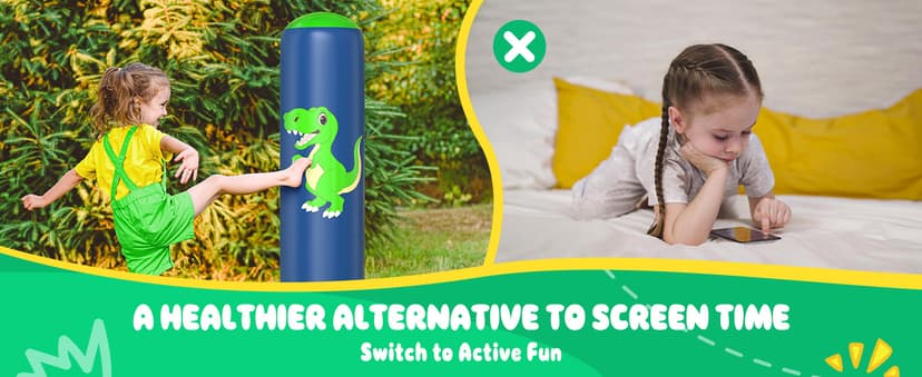 QPAU Inflatable Punching Bag, 48 Inch Stable Inflatable Boxing Bag for 3-6 Kids,Dinosaur Toy & Gifts for Boys and Girls, Kids Boxing Set for Practicing Karate, Taekwondo B0BKPM69F8