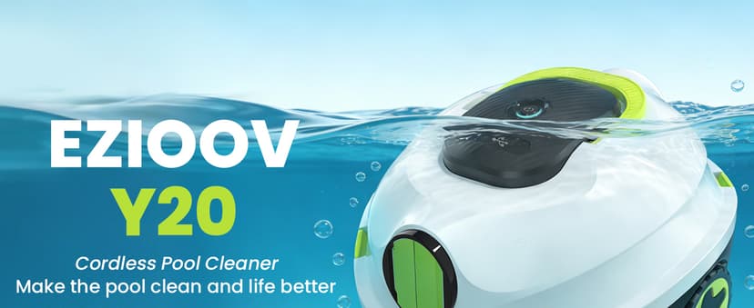 Y20 Robotic Pool Cleaner, Cordless Pool Vacuum for Above Ground & Inground Flat Pools with Dual Motors, 120 Min Runtime, Auto-Parking, Powerful Pool Vacuum Robot for Up to 1100 Sq.Ft