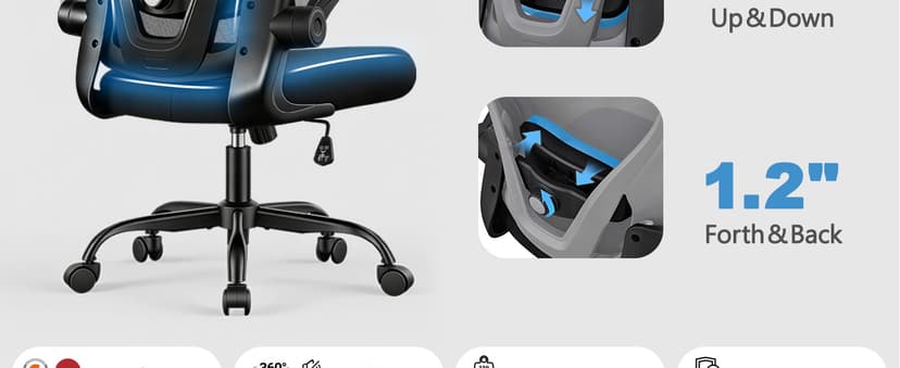 Office Chair, Ergonomic Office Chair with Headrest, Comfy Home Office Desk Chairs with Lumbar Support & Flip-up Armrests, 330LBS High Back Mesh Computer Desk Chair for Home Office, Black