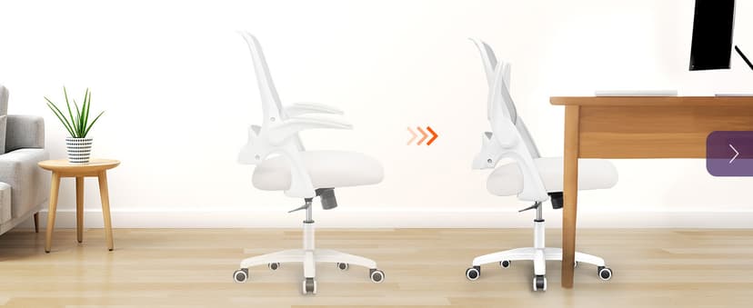 NEO CHAIR Office Desk Gaming Ergonomic Computer Chair with Lumbar Back Support Adjustable Height Swivel Rolling Wheels Flip-up Arms Mesh Chair for Home Vanity (Ivory)