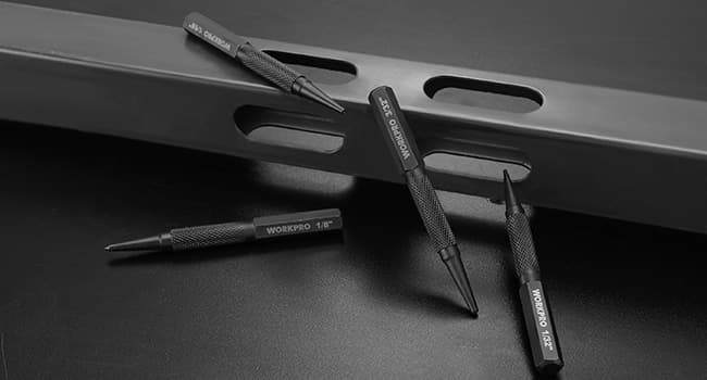 WORKPRO 4-Piece Nail Punch and Center Punch Set, Hardened Cr-V Steel with Knurled Grip,1/32", 1/16", 3/32" Nail Setter & 1/32" Center Punch Tool