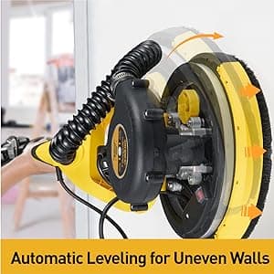 Drywall Sander, 6.5-amp Powerful Electric Drywall Sander with Vacuum, Anto Dust Removal, 7 Variable Speed, 900-1800RPM, Dustless Floor Sander with 26’ Power Cord for Popcorn Ceiling
