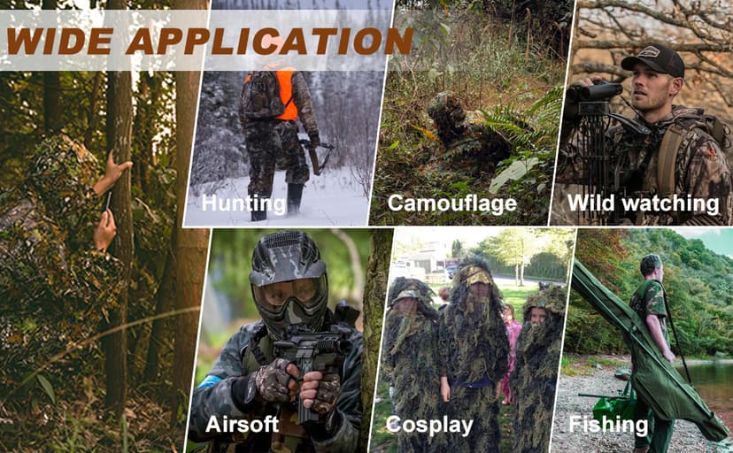 EAmber Ghillie Camouflage Leafy Hat 3D Full Face Mask Headwear Turkey Camo Hunter Hunting Accessories