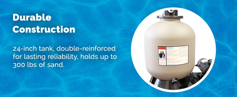 SWIMLINE HYDROTOOLS Complete Sand Filter System, 14" Tank - for Above-Ground & Inground Pools Up to 10,500 Gallons, Single Speed Pump, 0.45 THP, 2,400 GPH, 4-Way Multi-Port Valve, 60 lb Capacity