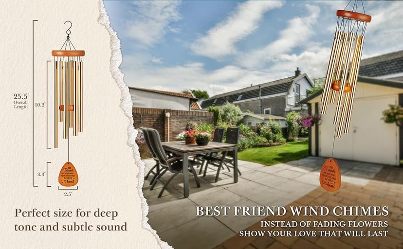 Aurahouse Best Friend Birthday Gifts for Women, Friendship Wind Chimes Gifts for Best Friend Woman Men Long Distance, Bestie Friend Birthday Gift for Women Friendship, Friendsgiving Gift