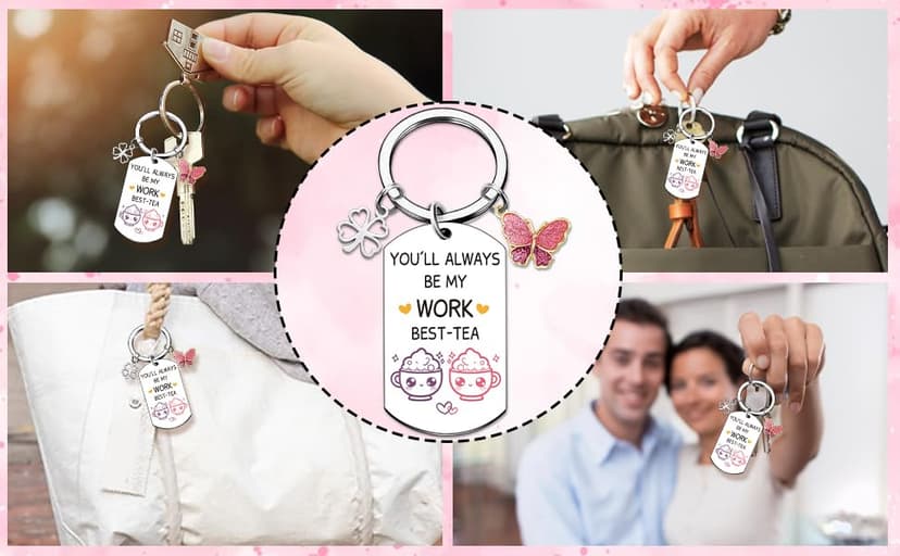 Coworker Leaving Gifts for Women - Funny Friendship Thank You Work Bestie Keychain Present for Friend Colleague Christmas