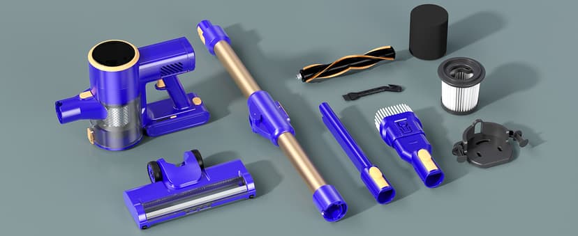 Cordless Vacuum Cleaner, 180° Bendable Wand Stick Vacuum Cleaners with LED Touch Screen, 8-in-1 Lightweight Rechargeable Vacuum with 1.5L Dust Cup for Home Hard Floor Low-Pile Carpet