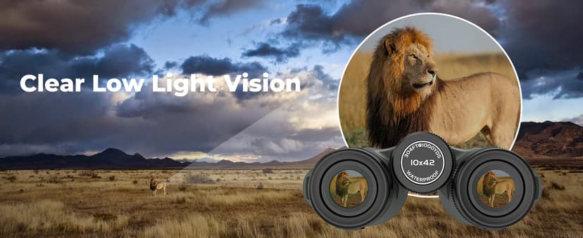 Gosky 10X42 HD Binoculars for Adults with Phone Adapter, High Power Binoculars with BAK4 Prism and FMC Lens, Waterproof Binocular for Bird Watching Hunting Traveling Outdoor Sports