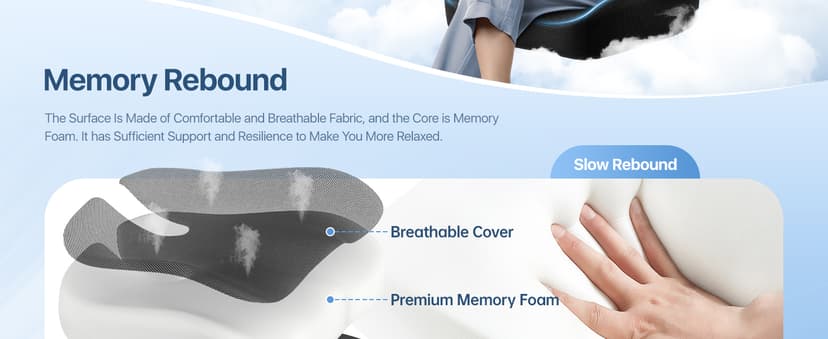 CJACSOC Seat Cushion, Extra Large Memory Foam Cushion for Office Chair Cushions, Ergonomic Cushions Pad Pillow for Pressure Relief Sciatica & Pain Relief for Long Sitting