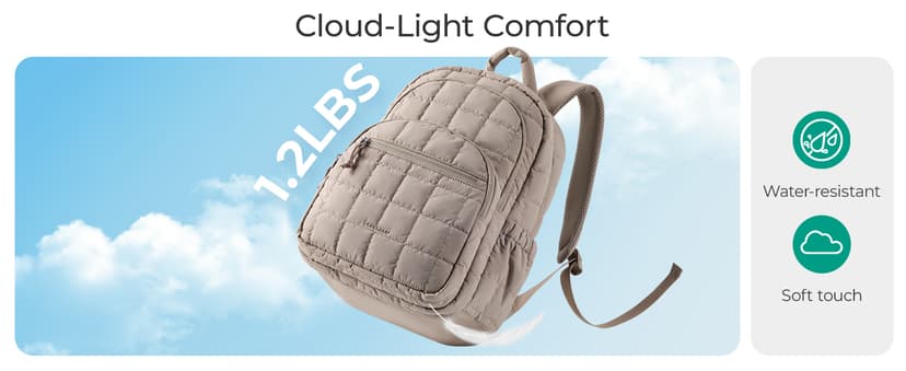 BAGSMART College Laptop Backpack, Travel Backpack for Women, Quilted Casual Daypack, Water-Resistant Bookbag for 15.6 Inch Laptop, Black