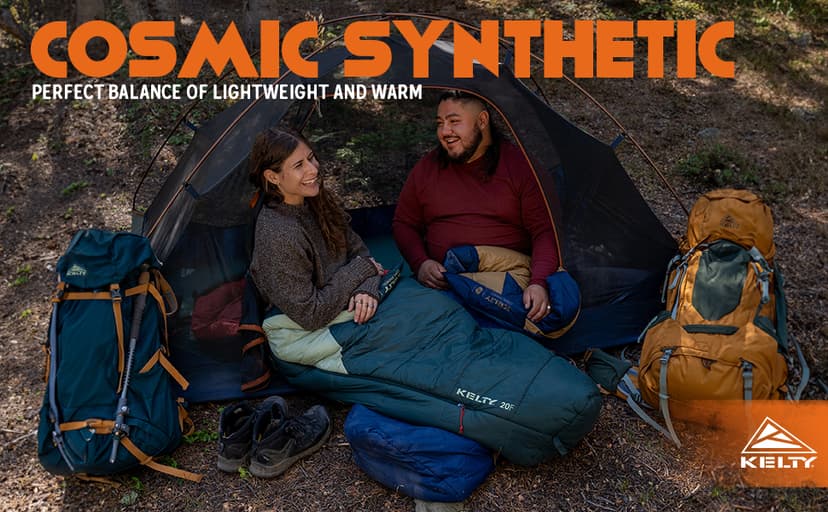 Kelty Cosmic Synthetic Fill 20 Degree Backpacking Sleeping Bag – Compression Straps, Stuff Sack Included