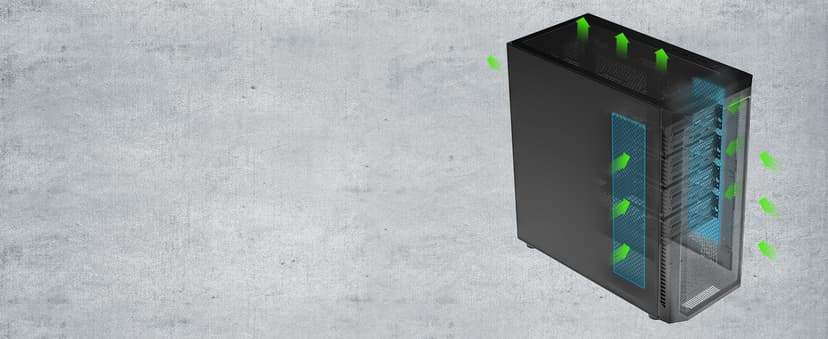 DARKROCK Classico Max Storage Master E-ATX Computer Case with 4x120mm Black Fan, 10 x3.5 HDD+3 x2.5 SDD USB 3.0 Ready, 360mm Radiator Supported, Vertical Slots for GPU Vertically Mount - Black