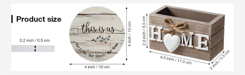 Wooden Coasters for Drink with Holder, 4'', Funny Home Decoration for Family Coffee Bar Table Protection, New Home Gift Ideas Queekay House Warming Gifts New Home Farmhouse Coasters Set of 6, Mixed B0BRSGRGBG