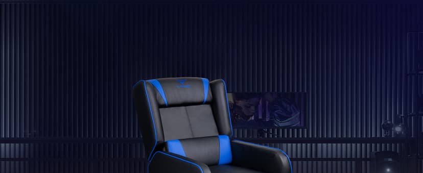 VITESSE VIT Gaming Recliner Chair Racing Style Single PU Leather Sofa Modern Living Room Recliners Ergonomic Comfortable Home Theater Seating, Blue.