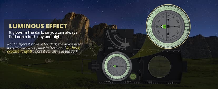 Anbte Compass Hiking Survival, IP65 Waterproof Metal Compass with Sighting Clinometer and Carry Bag, Multifunctional, Professional, for Camping Hunting Hiking Navigation