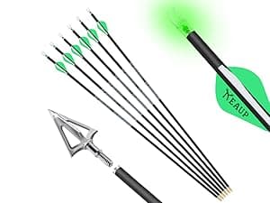 6 Pack Hunting Broadhead 100 Grain 420 Stainless Steel Fixed Blade Broadhead Arrow Tips Archery Arrowhead for Crossbow and Compound Bow