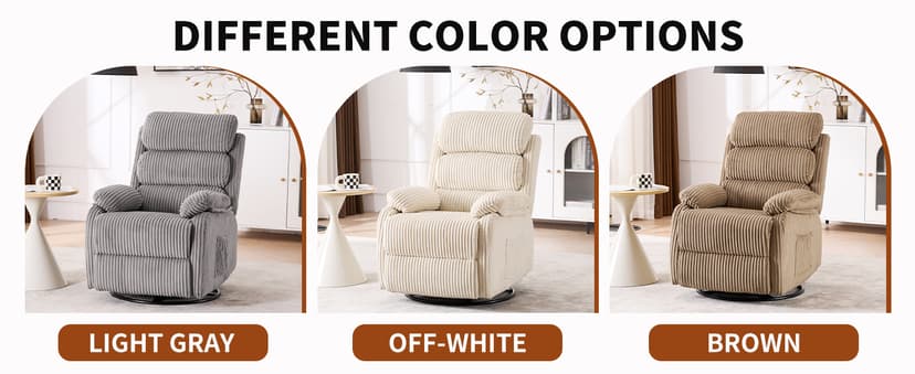 Adult 360° Rocking Recliner Chair,Nursery Rocker Reclining Chair with Side Pocket, a Comfy upholstered Single Sofa Armchair. Suitable for Living Room, Bedroom Nursing use, Velvet Fabric in Beige