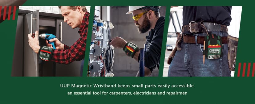 Magnetic Wristband with LED Light, Stocking Stuffers for Men, Christmas Gifts for Men, Dad, Him, Mechanics, Woodworker, Handyman, Magnet Tool Belt Wrist Band, Adjustable Wrist Screws Holder