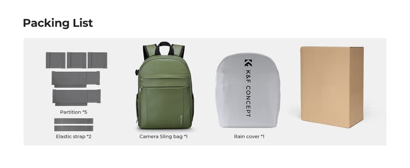 K&F CONCEPT Camera Bag Backpack, Professional DSLR/SLR/Mirrorless Camera Backpack, Photography Camera Case with Tripod Holder & Rain Cover Compatible with Canon/Sony/Nikon/FUJIFILM