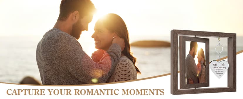 10 Year Anniversary Picture Frame Gifts for Couple 10 Year Anniversary Decorations Gifts for Wife 10 Year Gift Anniversary Customized Photo Frame Happy 10th Aniversario Decorations Gift for Him