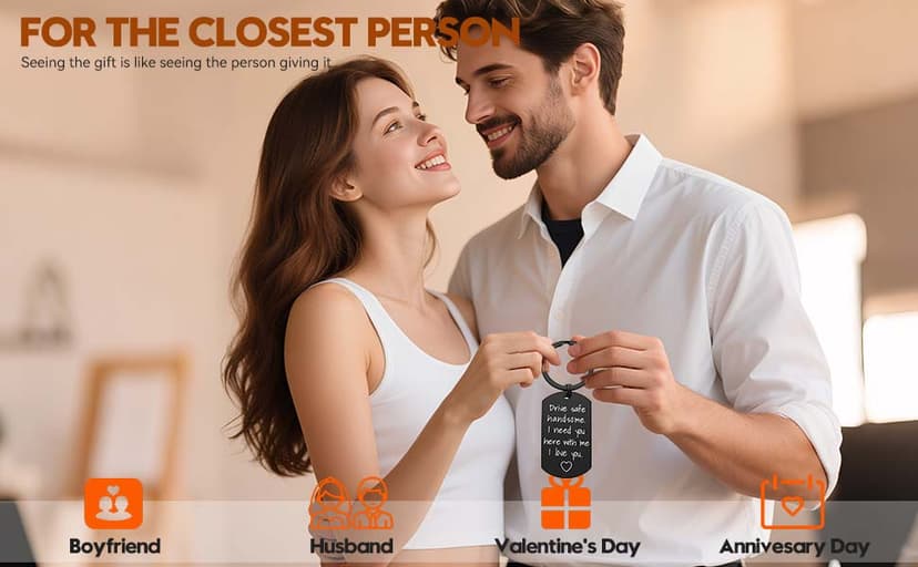 iWenSheng Drive Safe Keychain for Boyfriend - Drive Safe Handsome I Need You Here With Me Keyring Birthday Valentine’s Day Gifts for Him Boyfriend Husband Gifts