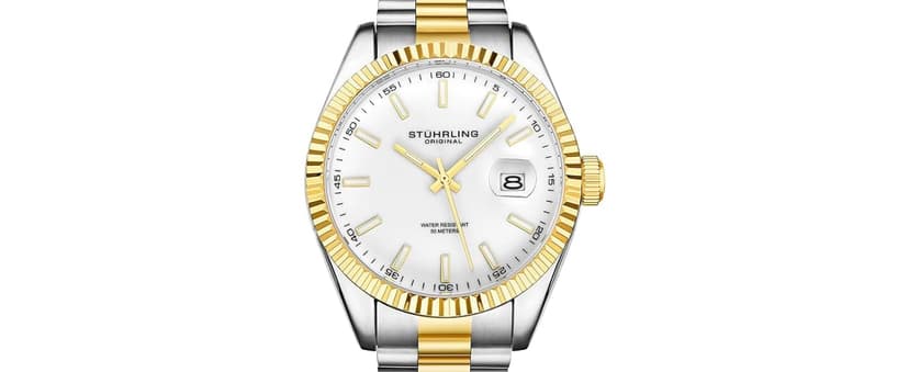 Stuhrling Original Men’s 40 mm Ultra-Slim Black Dial Dress Watch with Calfskin Leather Strap, Date Display – Minimalist Analog Wristwatch