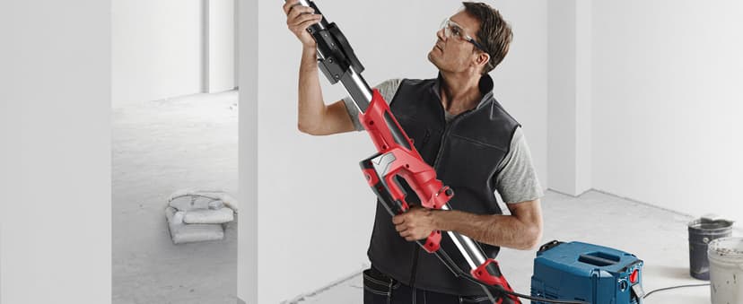 Drywall Sander, Popcorn Ceiling Removal Tool, 1000W Drywall Sander with Vacuum Dust Collector, 6 Variable Speed 500-2000rpm, 18pcs Sanding Discs, Led Light, Foldable & Extendable Handle