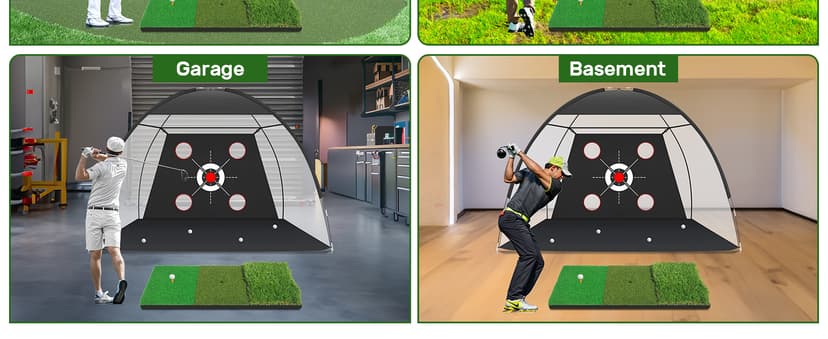 Zensouds Golf Net, 10x7FT with Golf Practice Mat, Hitting Aid Nets for Backyard Driving Chipping Training Swing with Target Outdoor or Indoor– Gifts for Men/Dad/Him