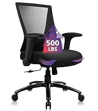 CLATINA 500lbs Big and Tall Office Chair Heavy Duty Mesh Ergonomic Computer Chairs with Adjustable Lumbar Support and Wide Comfy Seat for Home Office Conference Heavy People, Black, 4 Pack