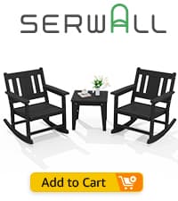 SERWALL Black Outdoor Rocking Chair Set of 2, All Weather Patio Rocking Chair, HDPE Poly Rocking Chair for Adults, Heavy Duty Front Porch Rocker