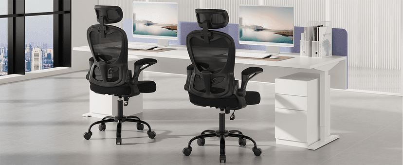 Office Chair Ergonomic Desk Chair, 330LBS Capacity, High Back Computer Chair with Lumbar Support, Flip-up Armrests Swivel Task Chairs for Long Hours Work