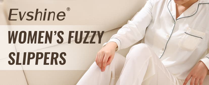 Evshine Women's Fuzzy Slippers Cross Band Memory Foam House Slippers Open Toe