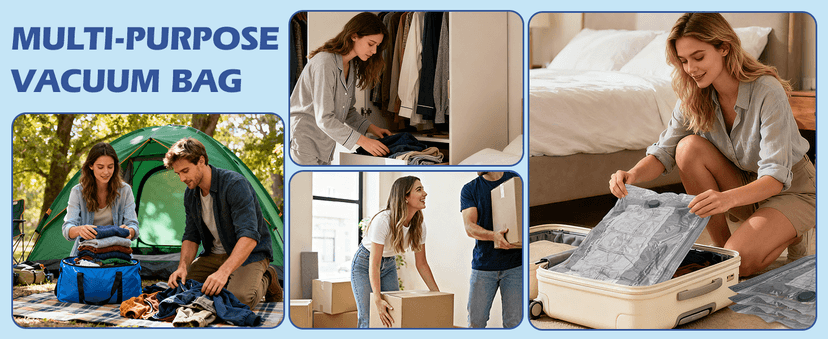 Travel Vacuum Storage Bags with Rechargeable Air Pump, 18 Pack Portable Space Saver Bags, Compression Bags for Clothing, Bedding, Seasonal Storage & Packing Bags for Moving