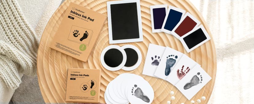 Newborn Keepsake, Dog Nose, Paw Print Kit, Clean Touch Ink Pads, Baby Handprints Footprints Kit, New Mom Gifts 4pk Inkless Baby Hand and Footprint Kit, Mess Free Ink Pads (Jet Black, R) B08N6KWS7T
