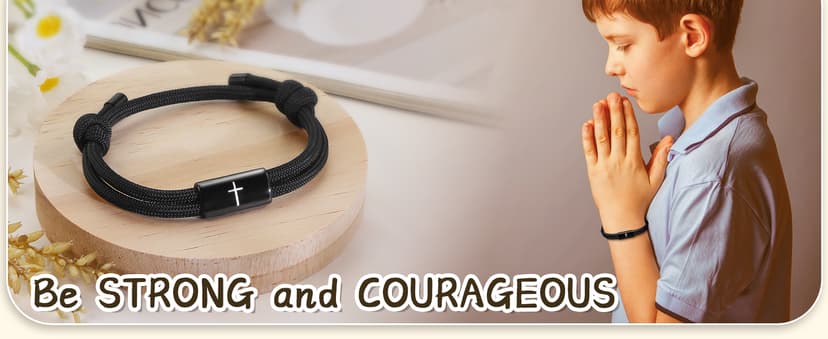 PEALICIOUS Cross Bracelet for Boys, Joshua Birthday Son Gifts for Teens B0FK4PJ31K