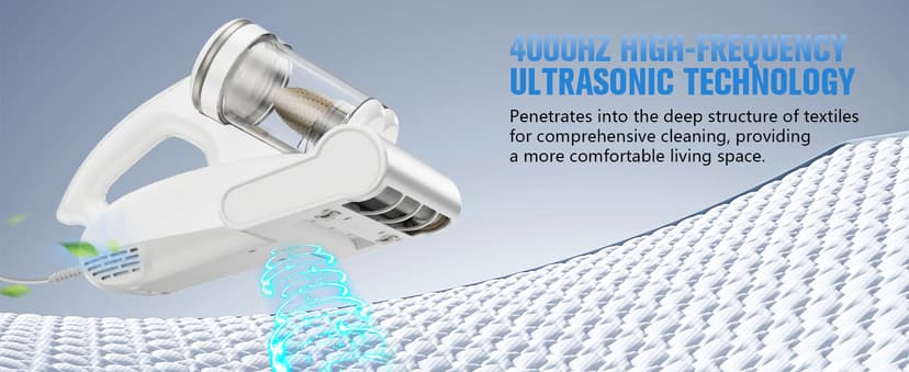 Bed Vacuum Cleaner Mattress Vacuum Cleaner,16Kpa Powerful Handheld Vacuums with UV-C Light & Double Dust Cup & High Heating & Ultrasonic & Anion for Bed Sofa
