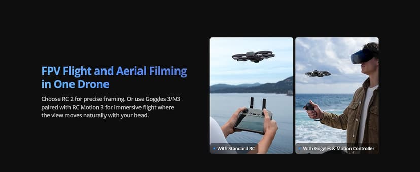 DJI Avata 360 Fly More Combo (RC 2), 360° Drone With 1-Inch 8K 360° Imaging for FPV & Aerial Filming, 360° Camera Drone With Propeller Guard. Includes RC 2 for Precise Control and Three Batteries