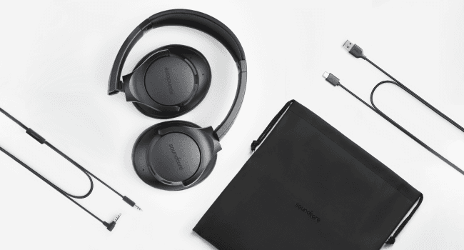 Soundcore Anker Life Q20 Hybrid Active Noise Cancelling Headphones, Wireless Over Ear Bluetooth Headphones, 60H Playtime, Hi-Res Audio, Deep Bass, Foam Ear Cups, Travel, Office, USB-C Charging