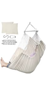 ADVOKAIR Hammock Chair Swing, Heavy-Duty Hanging Rope Swing Seat Supports 500 Lbs, Ideal for Outdoor Patio, Backyard, Porch, Deck & Indoor Bedroom Use