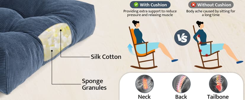 mudilun Adirondack Chair Cushions Non-Slip Indoor Rocking Chair Cushion with Straps Tufted Adirondack Chair Pads for Bedroom Living Room Porch Rocker