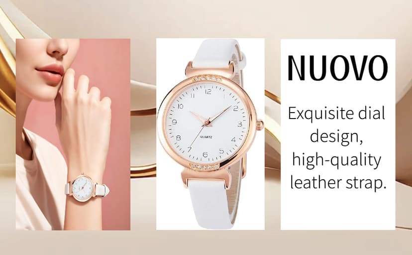 NUOVO Women's Silicone Sports Watch - Crystal Accented Leather Strap Analog Display