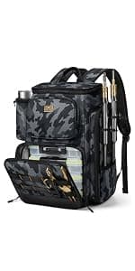 Water Resistant Fishing Bag Fits 4 3600 Trays, Large Wide Open Tackle Box Backpack, Gifts for Fishermen MATEIN Fishing Backpack, Tackle Storage Bag with Rod Holders & Cooler B09PTHT4H5