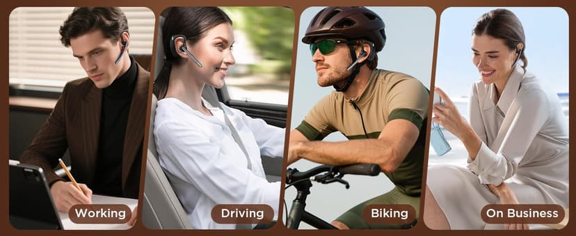 COMEXION Bluetooth Headset V5.3, Wireless Headset with Dual Noise-Canceling Mics, Portable Charging Case, 300H Standby Time, Hands Free Headphones for Computer/Cell Phones, Trucker/Home/Office/Work