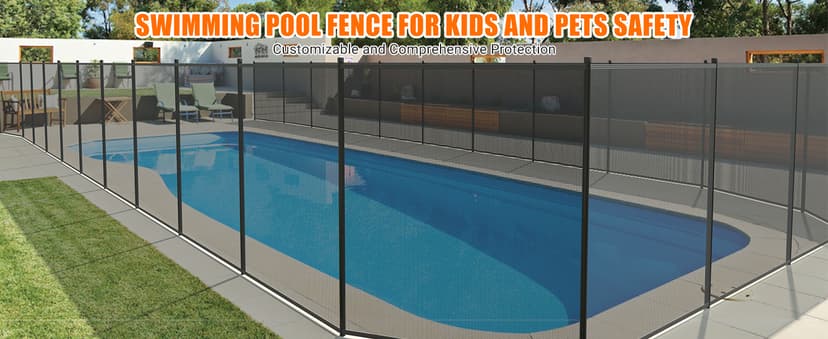 GraveeLife 4 ft x 108 ft Fence for Inground and Above Ground Pool, Mesh Pool Safety Fence with Stainless Steel Feet Outdoor Swimming Backyard Garden Pool Fencing, Black