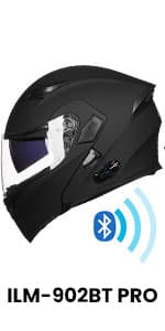 ILM Bluetooth Motorcycle Helmet Modular Flip up Full Face Dual Visor Mp3 Intercom FM Radio DOT Model 902BT/902BT PRO/902BT MAX