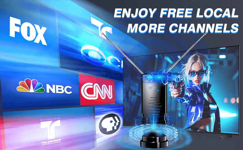 Rabbit Ears TV Antenna Indoor for Smart & Older TVs, HDTV Antenna with Adjustable Dipoles, Long Range VHF/UHF Reception, Supports 4K 1080p, Free Local Channels, Easy Setup, No Monthly Fee