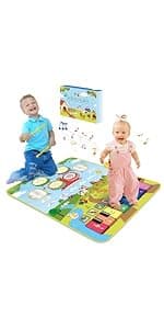 FOKI Floor Piano Mat for Toddlers, Baby Kid Sensory Educational Dancing Keyboard Carpet Animal Sounds Blanket Touch Playmat Musical Mats Birthday Toddler Toys for 1 2 3 4 5 Year Old Boy Girl Gifts